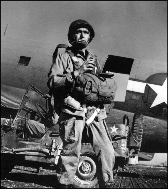 FRANCE. Arras. 23rd March 1945. Photographer Robert CAPA before leaving to parachute into Germany with American forces.